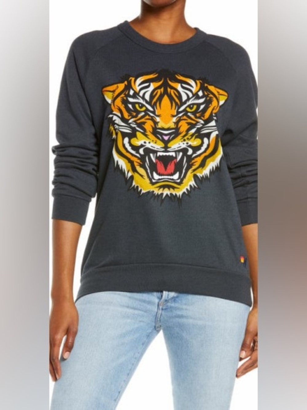Aviator Nation Charcoal Sweatshirt with Bold Tiger Graphic